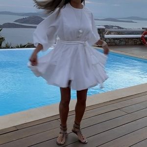 RHODE Resort White Ella Pleated Mini Dress Size XS